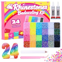 CCINPPY Bedazzling Kit, 30000Pcs 3mm Bedazzler Kit Flatback Resin Rhinestones, 24 Colors Bling Bedazzled Gems with Jewelry Glue and Tools for Book Nail Art, DIY Craft Gifts for Women Adults