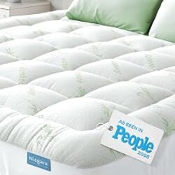 Niagara Sleep Solution Full Ultra Soft Mattress Topper — Back Pain Relief | Rayon Derived from Bamboo, 20" Deep Pocket, Breathable Pillow Top Mattress Pad, Perfect for Hot Sleepers, Green
