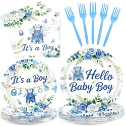 Miucat Baby Shower Decorations Boy, 96Pc