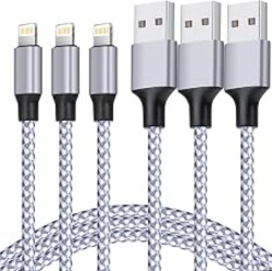 iPhone Charger, Lightning Cable 3PACK 6FT MFi Certified USB Charging Cord | Nylon Braided High Speed Transfer Cable Compatible with iPhone 14 Pro Max/13 Pro/12/11/XS MAX/XR/XS/X/8/iPad Pro Mini Air