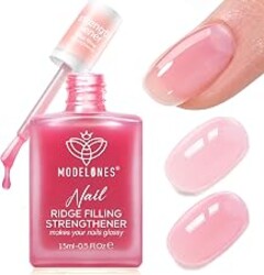 Modelones Nail Strengthener and Growth Sheer Pink Nail Polish Nail Hardener | Extra Strong and Growth Fall Nail Repair Natural Nail Strengthening Polish Concealer Toenails Nail Stuff Gifts Women 15ml