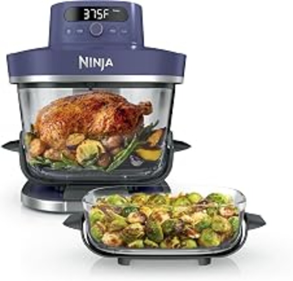 Ninja Crispi Pro Glass Air Fryer, 6-in-1, Amethyst, AS101PU1 | Max crisp, air fry, bake, roast, recrisp, dehydrate, 1800W, 450F max, 6Qt, 2.5Qt containers