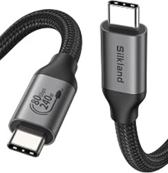Silkland 80Gbps USB 4 for Thunderbolt 5 Cable 5FT, 120Gbps Bandwidth, 240W | up to 4K@540Hz/Dual 8K, USB-IF Certified, Braided USB C Video Cable Compatible for Thunderbolt 4, SSD, MacBook, iPhone17