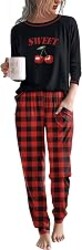 Ekouaer Women Pajama Sets Jogger Sleepwear Printed Lounge Set with Pockets | 2 Piece Pj Set Long Sleeves Sleep Set with Multiple Colors and Style, idea for Daily Wear, Home, Gifts