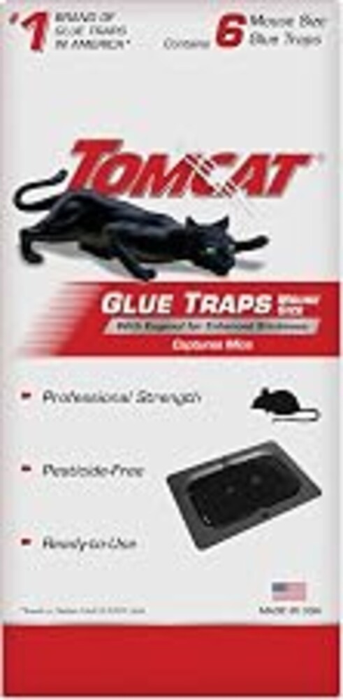 Tomcat Glue Traps Mouse Size with Eugenol for Enhanced Stickiness, 6 Traps | Sticky Pads For Mice, Cockroaches, and Spiders