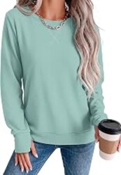 WIHOLL Crewneck Sweatshirt for Women Long Sleeve Shirts Fall Outfits | Cozy Sweaters, Thumb Hole, Long Sleeve Tops, Fall Fashion Clothes, Boho Tops, Winter Clothes, Old Money, Teacher Outfits