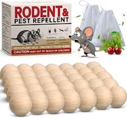 Mouse Repellent 36 Balls, Peppermint Rodent Repellent for Indoor & Outdoor Use, Long-Lasting Safe Mice Deterrent, Natural Effective Moth Balls for Rodent Control for Home, Car & Garden