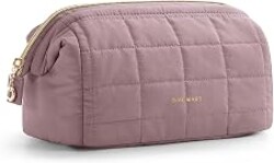 BAGSMART Makeup Bag Travel Toiletry Bag, Wide-open Zipper Pouch, Dusty Rose | Puffy Padded, Travel Essentials, Make Up Bag, For Women, Makeup Organizer, Toiletries Accessories Brushes