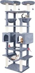 ROYPET 6-Tier Cat Tree Tower, Grey, 71'' | Condo, Rope , Scratching Posts, Natural Sisal, Replaceable Hanging Balls, Sturdy Cat Furniture for Kitten & Adult Cat
