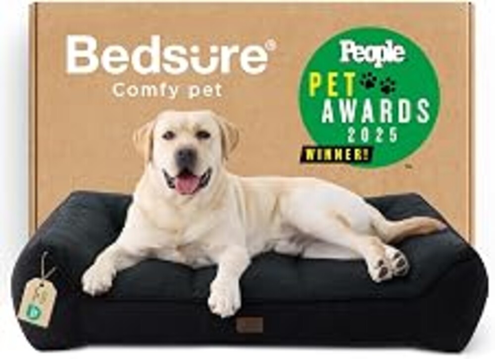 Bedsure SupportMax® Extra Thick Orthopedic XL Dog Bed for Extra Large Dogs | People PET AWARDS, 45" Supportive Couch for Senior Dogs, 100% Removable Washable Cover, Jumbo Pet Sofa with Sherpa, Black