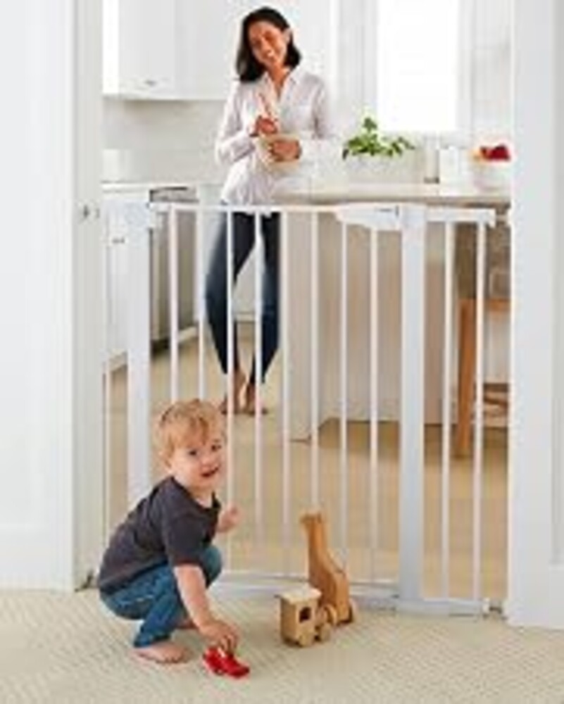 Cumbor 36 in Extra Tall Baby Gate for Doorways, 30-40.6 in Dog Gate White | Mom's Choice Awards Winner, Double Lock, 2-Way Swing, Auto Close Child Gate for Toddler & Pets, Pressure or Hardware Mounted