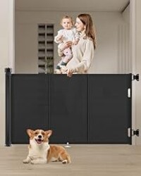 Miumoon 71 inch Reinforced Retractable Baby Gates 34 inch Tall | Retractable Dog Gate with No Crawl Through Reinforced Strip, 6 FT Retractable Gate for Stairs,Doorways,Hallway,Indoor/Outdoor