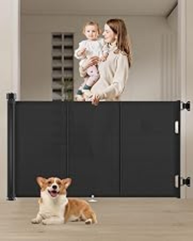 Miumoon 71 inch Reinforced Retractable Baby Gates 34 inch Tall | Retractable Dog Gate with No Crawl Through Reinforced Strip, 6 FT Retractable Gate for Stairs,Doorways,Hallway,Indoor/Outdoor