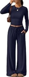 Trendy Queen Women's 2 Piece Fall Lounge Sets 2026 Designed with Pintuck | Comfy Matching Clothes, Airport Travel Outfits, Winter Sweatsuit, Workout Tracksuit for Gym, Effortless Style Fashion