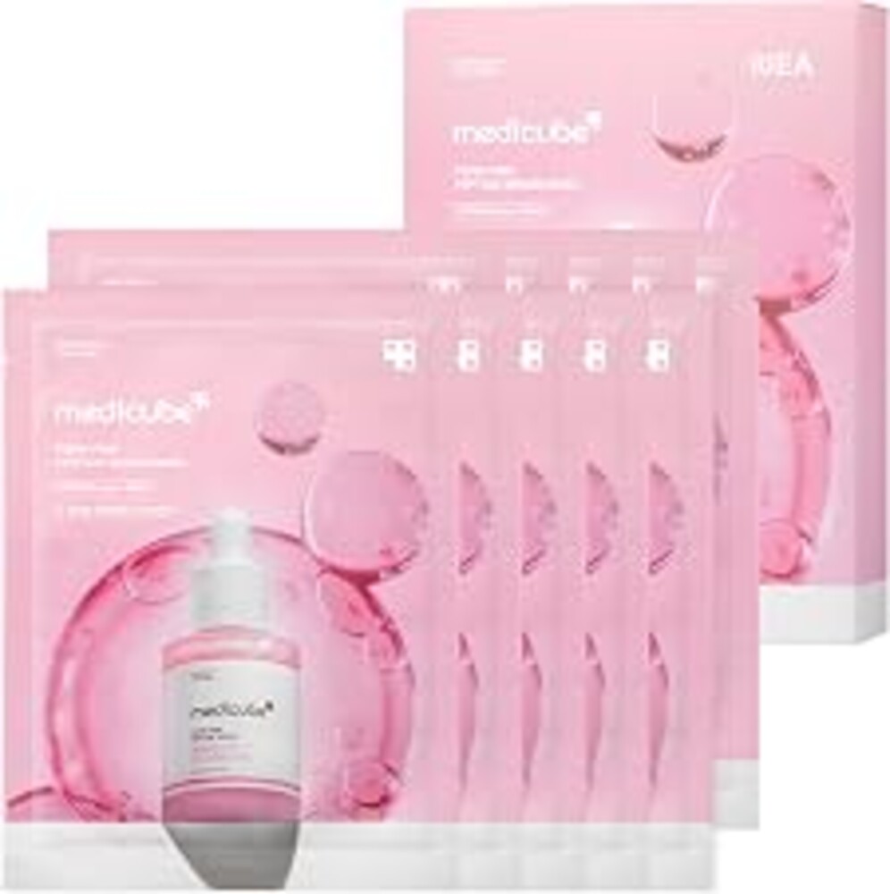 medicube PDRN Pink Peptide Ampoule Sheet Mask 10EA | Sheet Mask for Uneven Skin Tone Care - Glow & Hydration, Korean Skincare, 23ml x 10ea