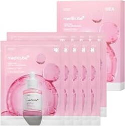 medicube PDRN Pink Peptide Ampoule Sheet Mask 10EA | Sheet Mask for Uneven Skin Tone Care - Glow & Hydration, Korean Skincare, 23ml x 10ea