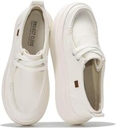 Project Cloud Canvas Platform Loafers for Women Boat Shoes for Women (Dana) | Canvas Womens Sneakers with High Density SmartFoam Insole Womens Shoes - Lightweight Womens Sneakers Women Footwear
