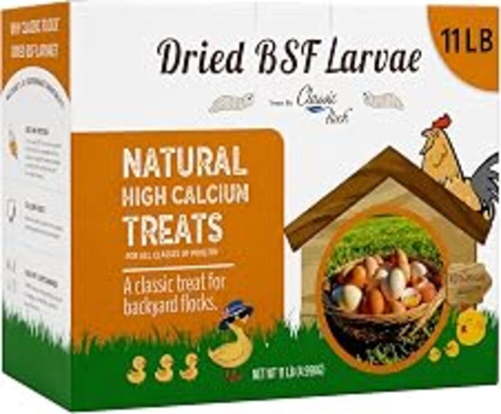 Classic Flock 11 LB Dried Black Soldier Fly Larvae for Chickens, Bulk | High Protein & Calcium; 100% BSFL; Single Ingredient; Laying Hen, Poultry, Wild Bird & Bluebird Food