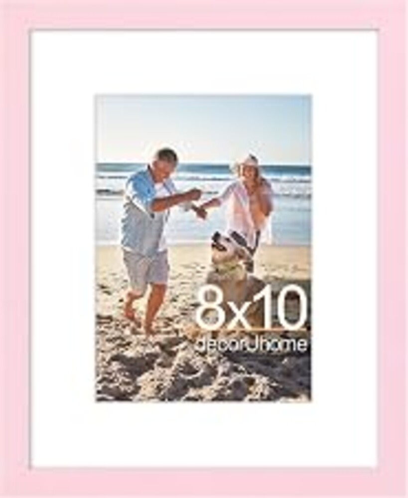 decorUhome 8x10 Picture Frame Fits 5x7 Photos with Mat, Pink | Engineered Wood 8x10 Photo Frame with High Definition Plexiglass Cover for Wall or Tabletop, 1 Pack