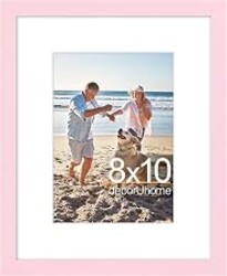 decorUhome 8x10 Picture Frame Fits 5x7 Photos with Mat, Pink | Engineered Wood 8x10 Photo Frame with High Definition Plexiglass Cover for Wall or Tabletop, 1 Pack