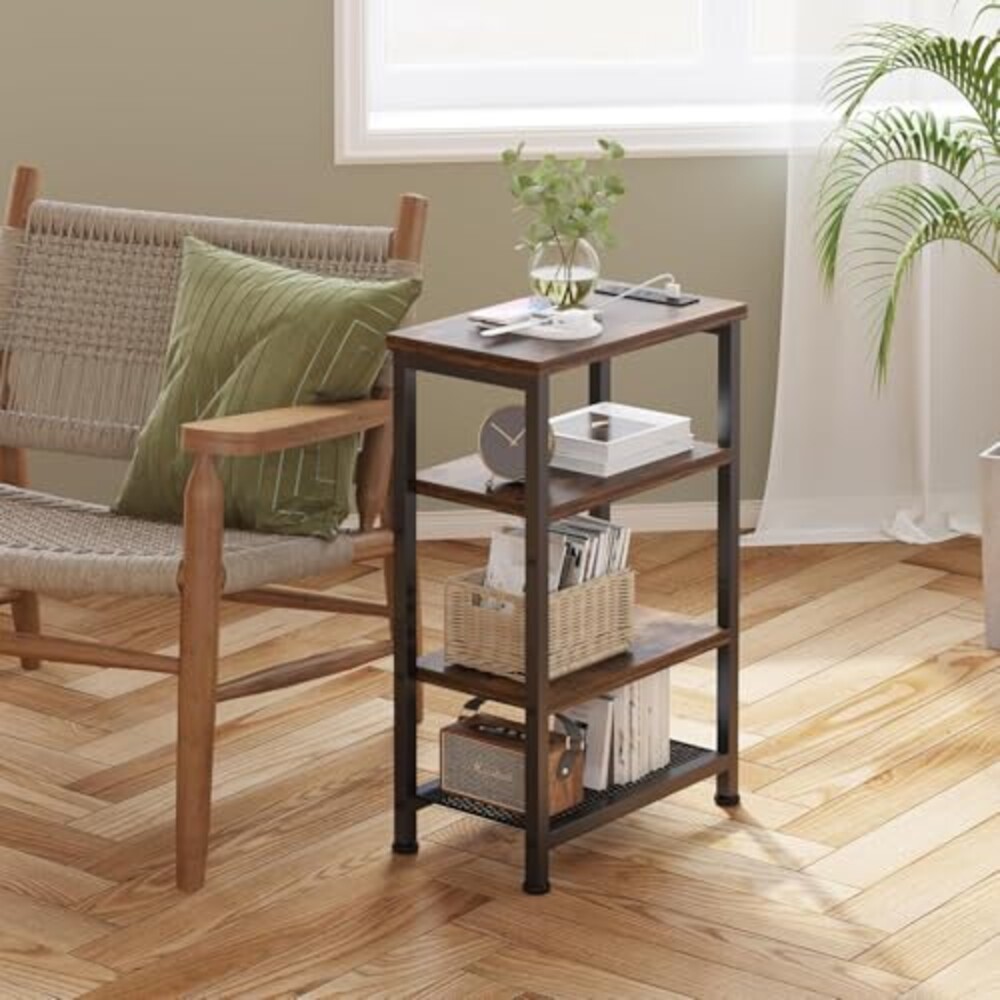 Narrow Nightstand with 4-Tier Shelves, S