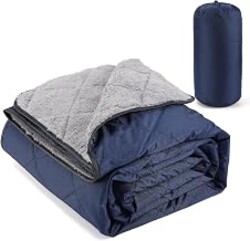 55''W x 80''L Outdoor Blanket for Stadium Waterproof & Windproof, Navy | Sherpa Fleece Lining, Stay Warm in the Bleachers, Portable & Lightweight for Camping, Car, Pet, Picnics