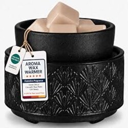 mocosa Ceramic Wax Melt Warmer for Scented Wax Melts 3-in-1 Electric | Fragrance Burner，for Home Office Bedroom，Birthday Gifts for Women，Mother's Day(Black Fan)