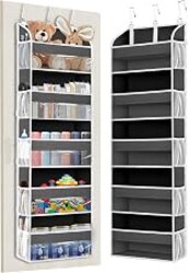 TAHAVICE Over the Door Organizer Storage, 5 Large & 10 Mesh Pockets | Hanging Organizer Closet College Dorm Essentials for Girls, Storage for Dorm Organization, Nursery & Bedroom (Dark Grey)