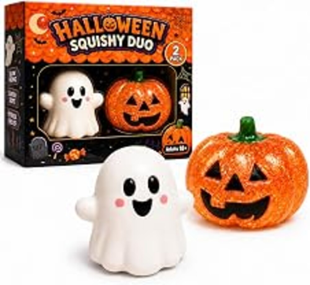 2PK-Halloween Squishy Stress Balls for Adults,Slow-Rise Sensory Fidget Toy | Ghost & Pumpkin Dual-Texture Squishy Toys, Soft Sensory Squeeze Fidget Toys, Halloween Party Favors, Ages 18+