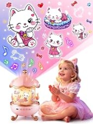 FELITE Kitty Toys for Girls 15 Sounds+19 Films, Cat Themed Gifts Projector | 399 Colors 360°+Remote+Timer+Music+Cordless Cat Lamp,Cat Night Light Projector,Gifts for Cat Lovers 3 4 5 Year Old Girl Teen
