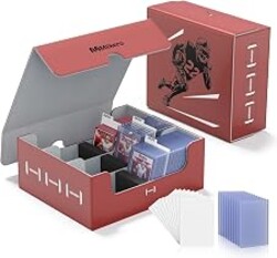 Mlikero Football Card Storage Box, Trading Card Storage Box Oversized Fits Toploaders, Magnetic Closure Sports Card Case for Football Cards 2026 (Holds 500+ Toploaders)