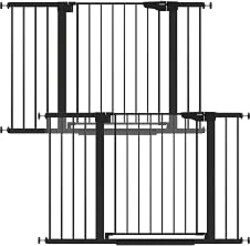Cumbor 2-Pack 30-48 in Baby Gate for Stairs, Auto Close Dog Gate, Black | Mom's Choice Awards Winner, Double Lock Safety for Doorways, Child Gate for Toddlers & Pets, Pressure or Hardware Mounted