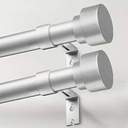 IFELS Heavy Duty Curtain Rods for Windows 66 to 120 Inch, 1 Inch Silver Curtain Rods Set of 2 Pack for Outdoor Patio, Farmhouse, Bedroom, Adjustable Easy Install Modern Drapery Rod (Silver,30-120-2p)