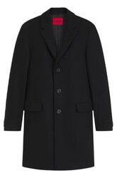 HUGO, Soft Wool Blend Overcoat, pitch bl