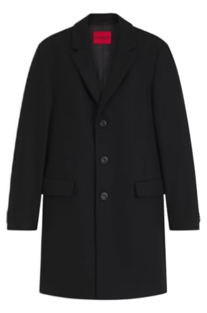 HUGO, Soft Wool Blend Overcoat, pitch bl