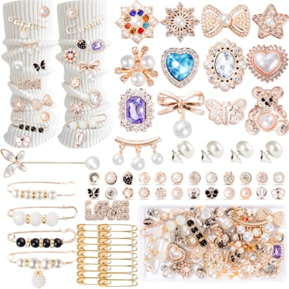 65Pcs junk socks charms kit Safety Pin B