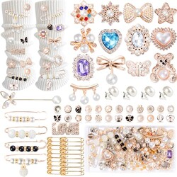 65Pcs junk socks charms kit Safety Pin B
