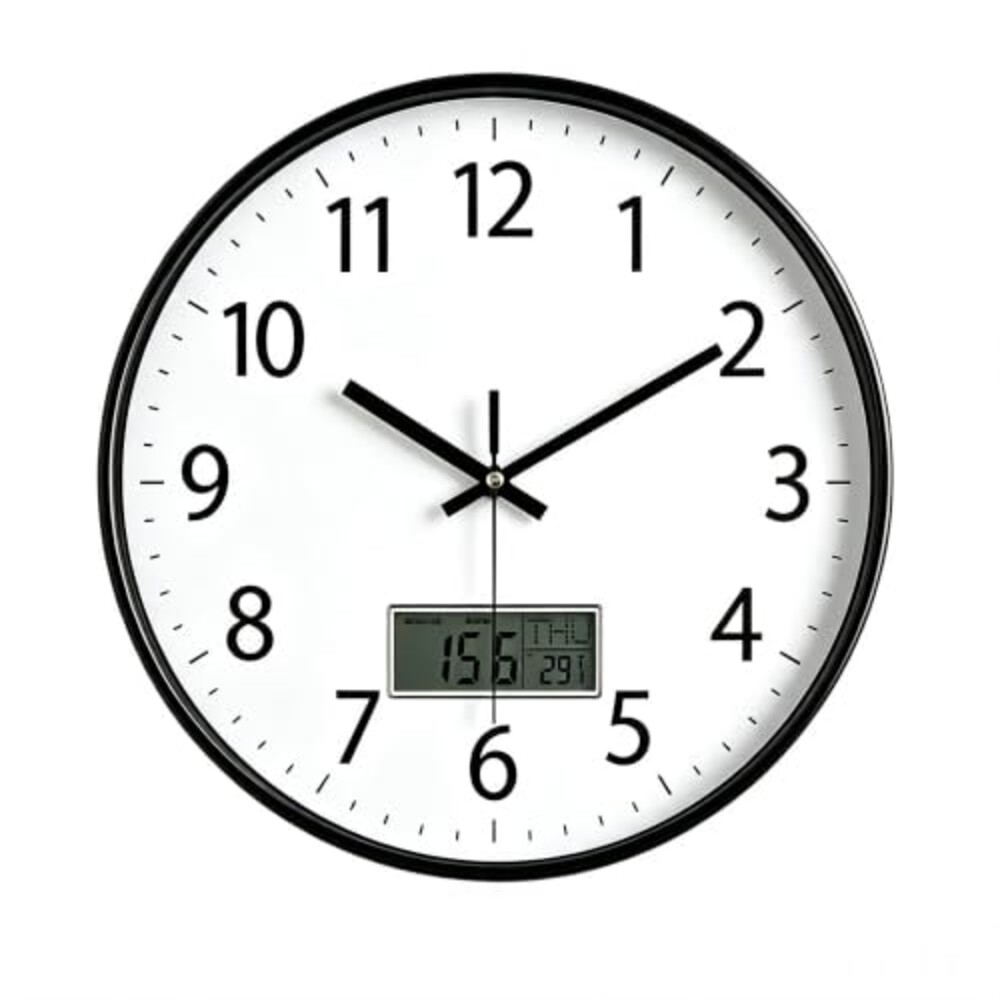 SIN&MI Wall Clock 12 Inch LCD Display Nu