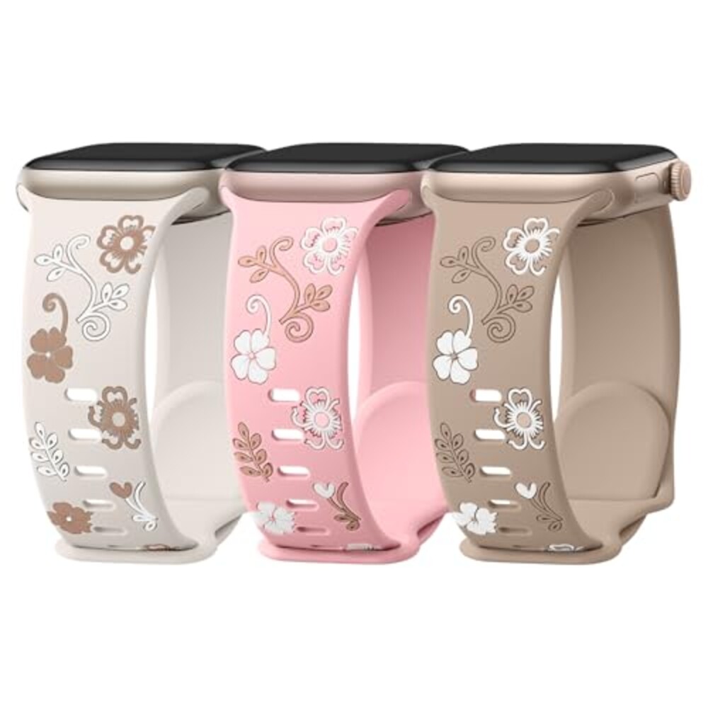 Floral Engraved Silicone Band for Apple