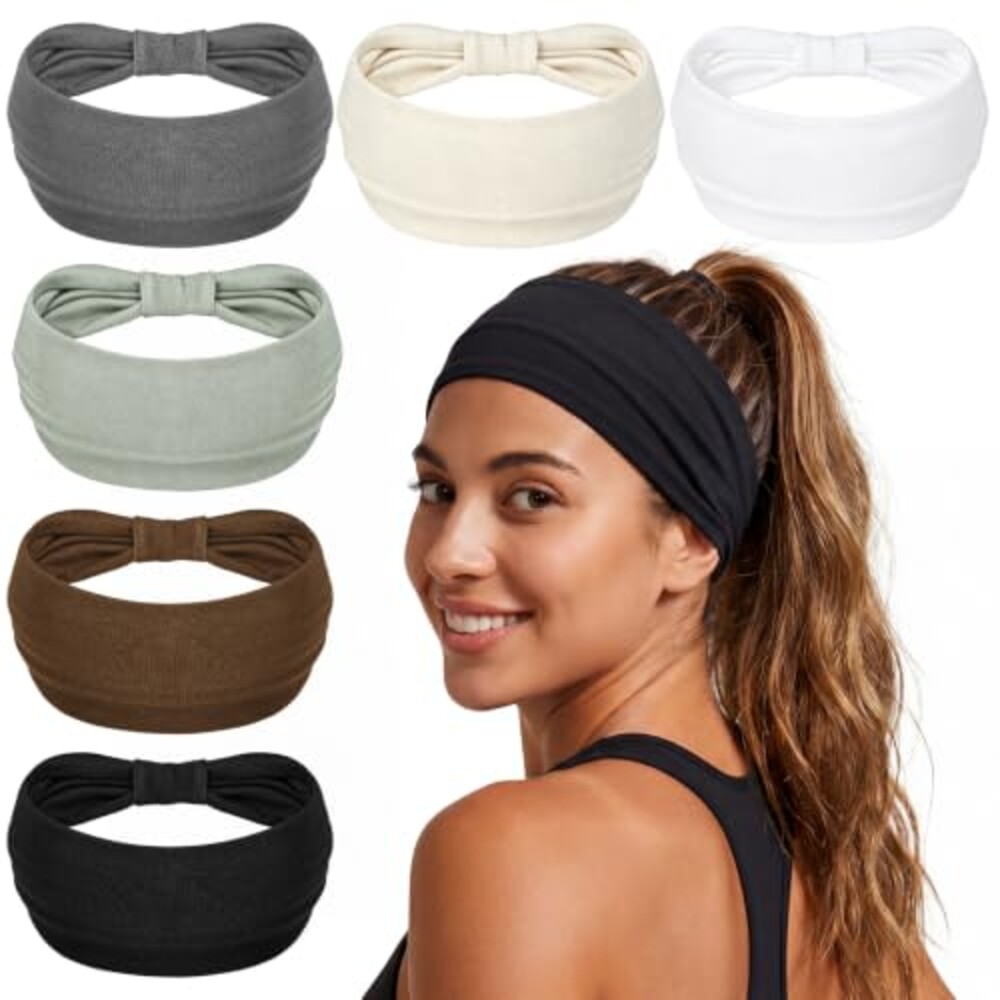 6 Pack Wide Turban Headbands for Women,
