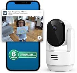 Arlo Essential Indoor Pan Tilt Zoom Security Camera 2K - 1-Cam + 6 Mo Plan | 360° pan & 180° tilt; 2K pet camera; Auto motion tracking; Animal detection; Animated preview; 6-mo Secure plan incl.