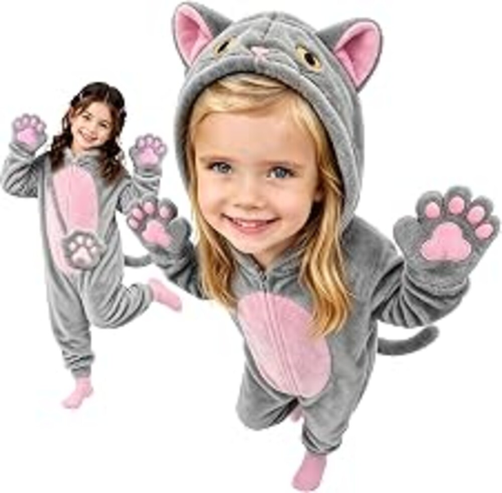 Black Cat Costume for Girls - Halloween Costume for Kids Role Play with Bag | Halloween Dress Up Animal Onesie Costume for Kids Age 3-10 Cosplay Party, Theme party