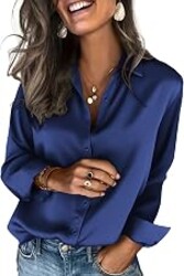 Zeagoo Satin Blouses for Women Silk Button Down Shirts Long Sleeve Tops | Dressy Casual Shirts, Business Casual Outfits, Ladys Fashion Clothes for Spring Summer Fall