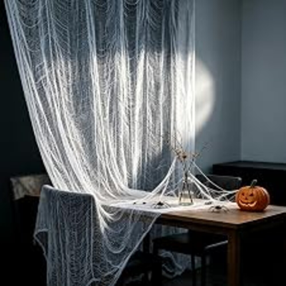 ZeeDix Halloween White Creepy Cloth 80 × 200 Inch Giant Spooky Cheesecloth Halloween Decoration Scary Gauze Cloth for Party Supplies Haunted Houses Outdoor Yard Home Wall Doorways Decor