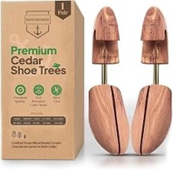 HOUNDSBAY Cedar Shoe Tree, Shoe Trees for Men & Women - Shaper & Stretcher | 100% Aromatic Red Cedar Wood Shoe Trees for Boots & Sneakers, Natural Crease Protector & Shoe Shaper, Shoe & Boot Trees