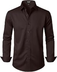 JEMITOP Mens Stretch Wrinkle Free Dress Shirts | Formal, for Wedding, Prom, Long Sleeve, Button Down