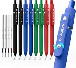 STAGEEK GX3 Colorful & Multi Colored Gel Pens, 8 Pcs with 4 Refills | Quick Dry Colored Pens, 0.7mm Fine Point, Retractable, for Journaling & Note Taking, School Supplies, Gifts for Women & Men