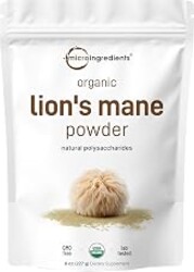 Micro Ingredients Organic Lion’s Mane Mushroom Powder, 8oz | Pure Fruiting Body Superfood | Supports Brain, Focus, Energy & Immune Health | Great for Smoothies & Coffee | Filler Free, Vegan, Non-GMO