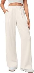 Ewedoos Wide Leg Dress Work Pants for Women Business Casual Office Outfits | Stretchy Pull on Slacks Trousers, Wrinkle-Resistant, 2 Side Pockets, Comfy for All-Day Wear, Business Casual, Travel,Teacher