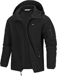 33,000ft Men's Hooded Fleece Lined Rain Shell Jacket Waterproof Lightweight | Softshell Insulated Raincoat, Zip Up Windbreaker, Warm Fall Winter Coat for Cold Hiking Tactical Outdoor Ski Casual Work
